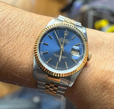 Rolex Datejust Gents Watch 16233. Box Factory Blue Dial, Beautiful Dial. Vintage