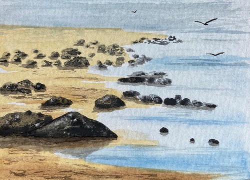 Original watercolour seascape - watercolour,