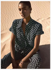 Mint Velvet Navy/White Print