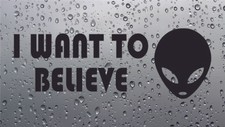  I Want To Believe  Alien x2 Funny Car Sticker Van Camper Decal 215x60mm