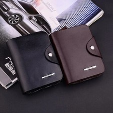 Men's Coin Purse Wallet - Leather Zipper Business Card Holder Money Bag - Zip