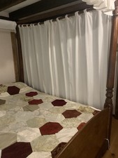 Antique Mahogany 4 Poster Bed with 9 Deep Mattress and Curtains Circa 1900