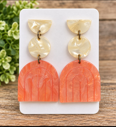 Handmade peach ivory acrylic - &,