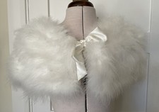 Fluffy Ivory White Bolero/Shrug/Wrap for Wedding Prom Bridesmaid dresses NEW