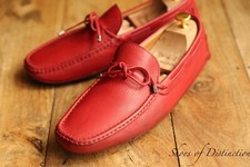 Moreschi Baglioni Red Leather Driving Shoes Loafers Men's UK 8 EU 42 US 9