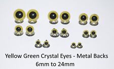 YELLOW GREEN Crystal Eyes METAL BACKS - Teddy Bear Soft Toy Doll Animal Safety