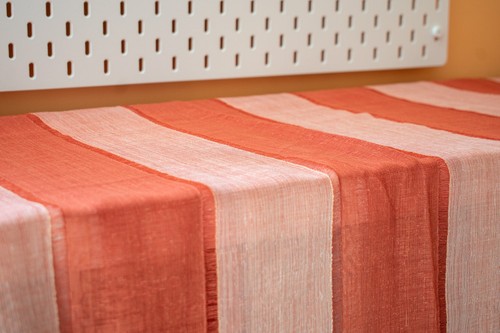 Coral cream striped organza - striped,