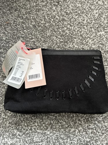 Ladies black suede clutch - suede, bag