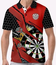 Men's Red & Black Graphic Darts Theme Shirt Size XL Chest 46" Brand New Bagged