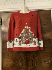 TU Girls Christmas Jumper Gingerbread House 13 Years 