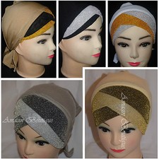 Eid Muslim Hijab Shiny Under Scarf Glitter MultiColour Hat Cap Bonnet Headscarf