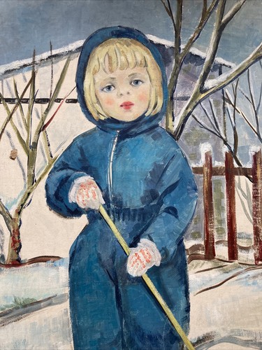 Vintage oil painting child - vintage,