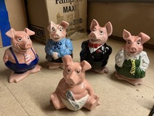 Natwest PIG MONEY BANKS (Complete Set of 5 with stoppers) by Wade