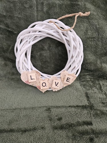 White wicker style wreath - , with