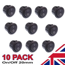 10 x On/Off Black Round Rocker