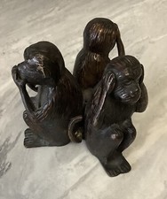 Solid Brass Three Brass Monkeys Hear No Evil, See No Evil,talk No Evil Ornament 