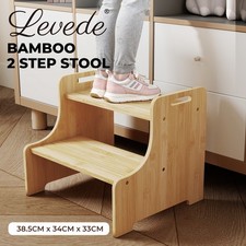 Levede Bamboo 2 Step Stool Non