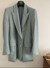 Marks & Spencer Wool Double Breasted Blazer Duck Egg Blue Size 8