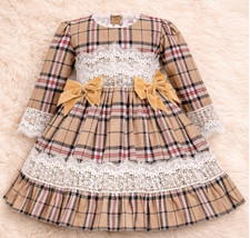 Baby + Girls Beige  Tartan
