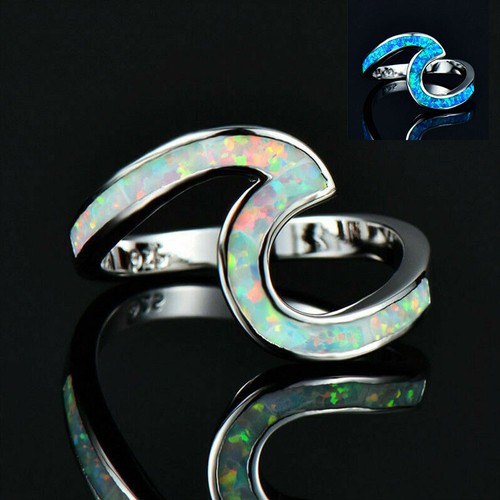 Wave shape fire opal rings - shape,