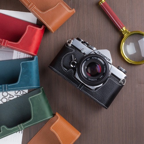 Genuine leather half camera - half,