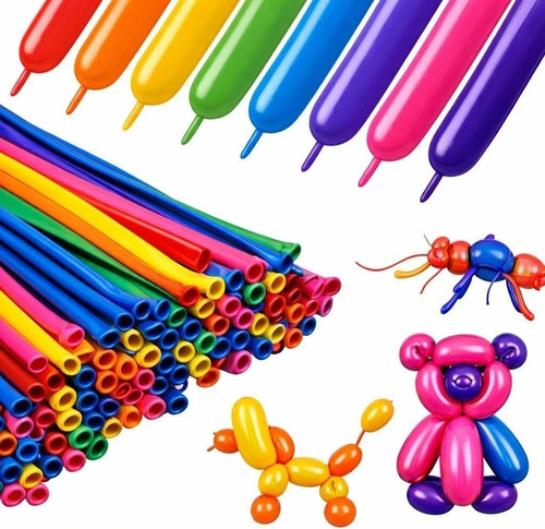10x long plain balloons latex - long,