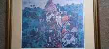 Egon Schiele 1916 Print Houses River Road 36cm X 46cm   Framed 66cm By 56 Frame.