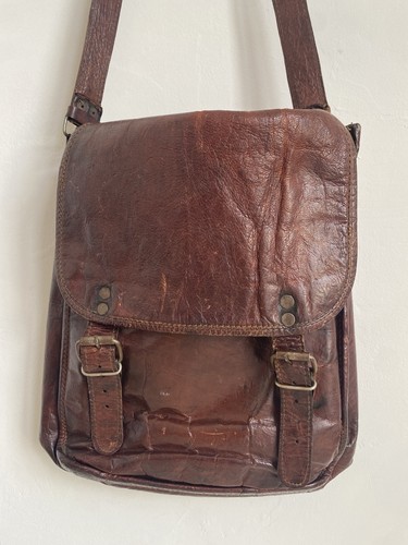 Brown leather vintage - leather, khaki