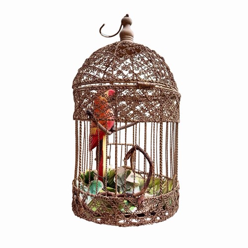 Vintage bird cage with - bird,