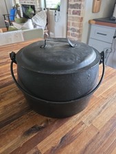 Antique Marietta Co PA No. 3 Quarts Cast Iron Gypsy Kettle Bean Pot Tin Lid Bail