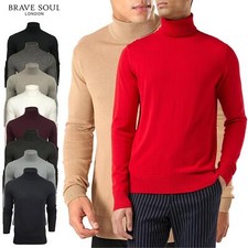 Brave Soul Men's Turtle Roll Neck Knitted Jumper Long Sleeve Pullover Sweater