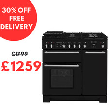 RANGEMASTER Estate 90 EST90DFFBL/C Dual Fuel Range Cooker Black & Chrome