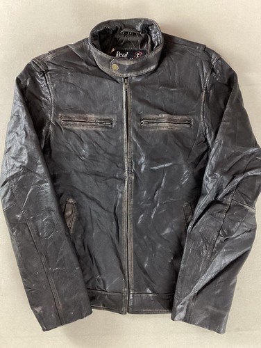 Vintage leather biker jacket - leather,