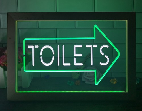 Toilets arrow framed - toilets, neon