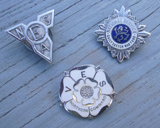 WW2 Home Front ENSA Badge + VES & Daily Sketch War Fund badges