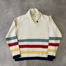 L.L.Bean Jumper Womens Large Striped Hudson Bay Sweater, White Red