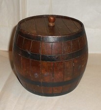 Vintage Wooden Barrel Design Tobacco Jar