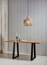 Handmade Oak Dining Table with Industrial Black Trapeze Legs - 6 Seater 