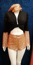 Ladies 70s 1970s Style Hot Pants Sequin Disco Costume Fancy Dress Sexy 10/12