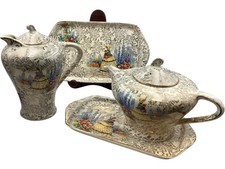 Empire England Crinoline Lady 1940s Vintage Teapot Coffee Pot Cake Tray Set PPWH