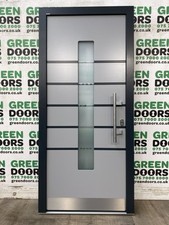 ALUCLAD FRONT DOOR ALUMINIUM EXTERNAL EXTERIOR ALI GREY MODERN NEW TRIPLE GLAZED