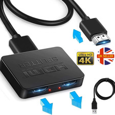 HDMI Splitter 1 Input 2 Output 4K HD Dual Output Adapter Cable 1 In 2 Out UHD