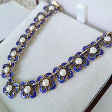 Stunning Vintage David Andersen, Norway Sterling Silver & Enamel Collar Necklace