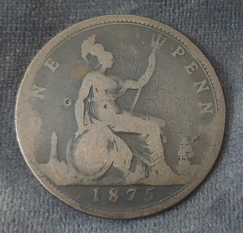 1875 one penny coin - one,