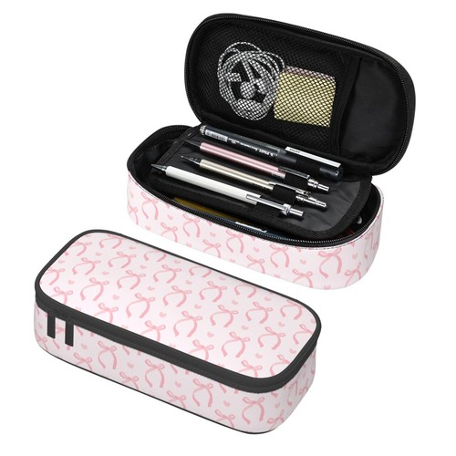 Pink bow large pencil case - pink, big