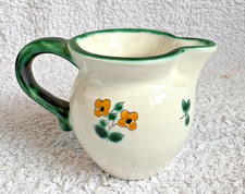 Vintage Gmundner Keramik green and white Milk Jug, hand made collectable