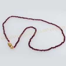 Natural 3/4mm Dark Red Garnet Faceted Round Gemstone Beads Necklace 14-100 inch