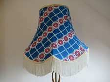 Vintage Style Abstract Design Blue and Red Floral Check Design Large Lampshade