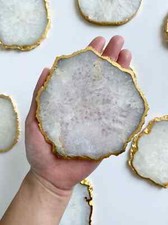 White Natural Agate coasters