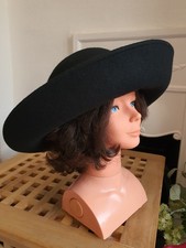 Vintage Black Wool Fedora Hat, 54cm British Hat Guild